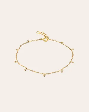 14k Gold Drop Bezel Anklet