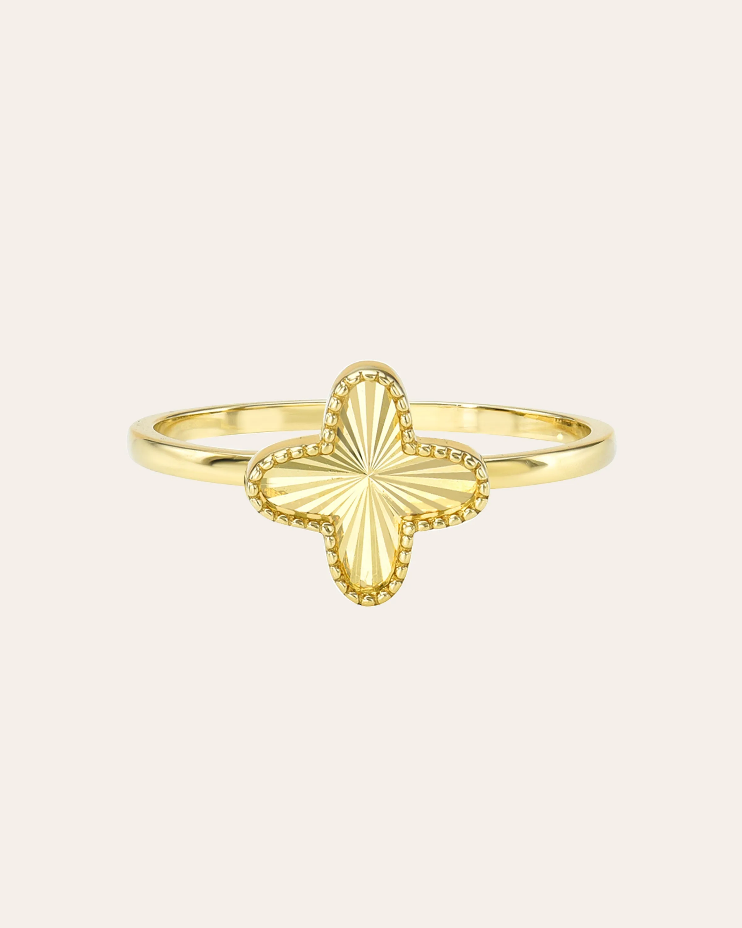 14k Gold Milgrain Clover Ring