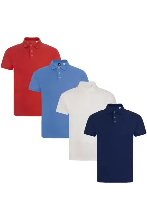 4 Pack Mens Polo Collar Short Sleeve Shirt - Set 4