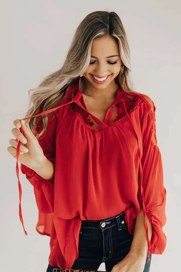 All Day Chic Lace Top In Red