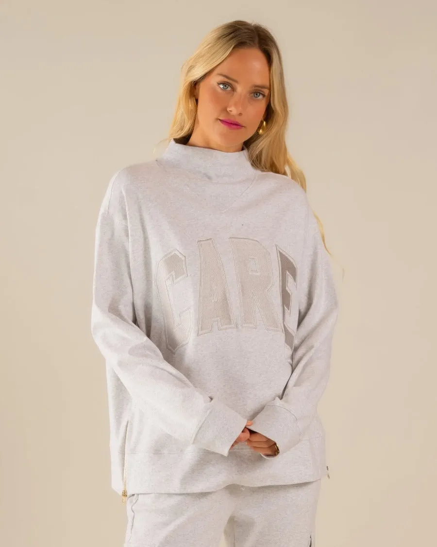 Bella Interlock Mock Neck Ice Grey