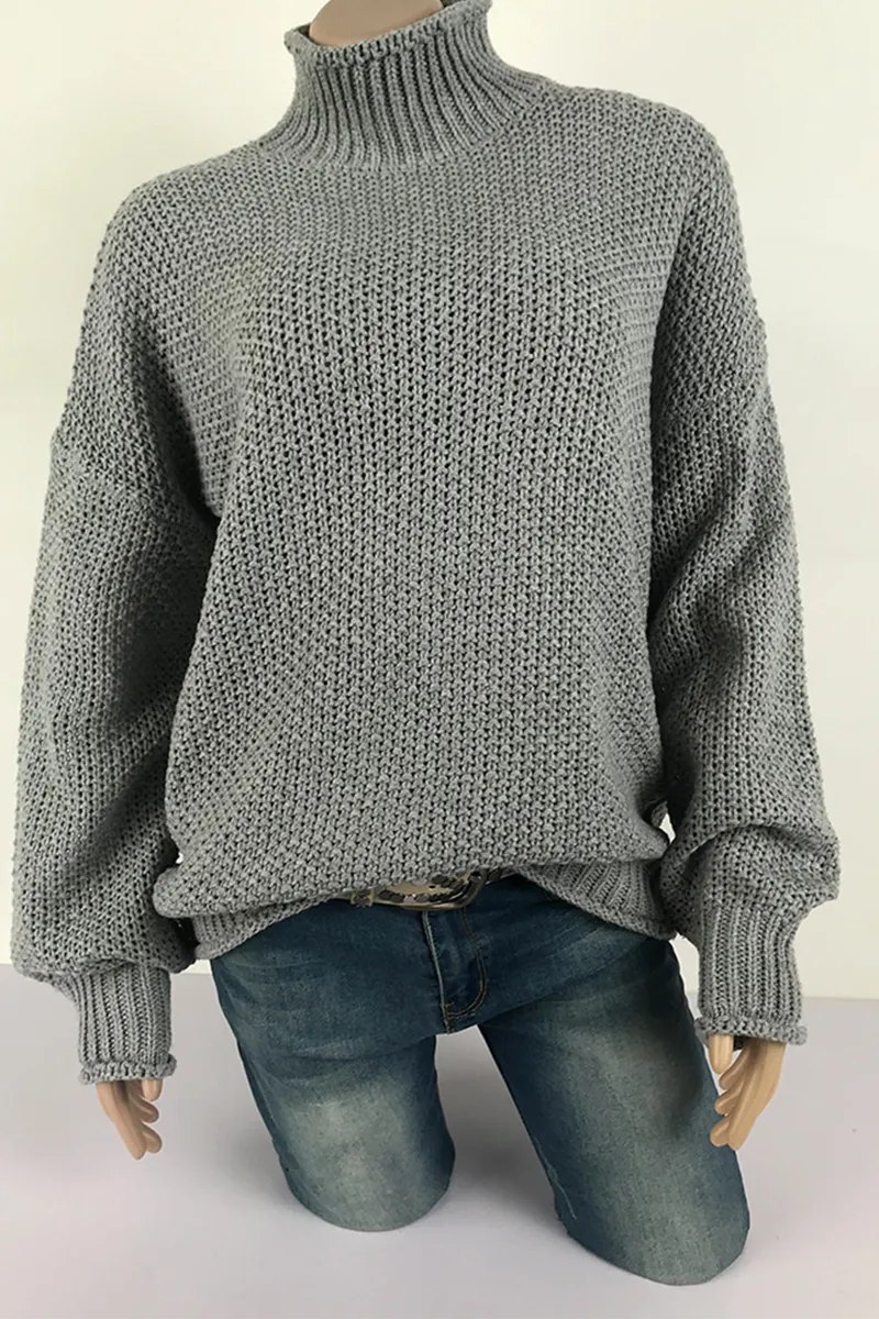 Casual Solid Patchwork Half A Turtleneck Sweaters(9 Colors)