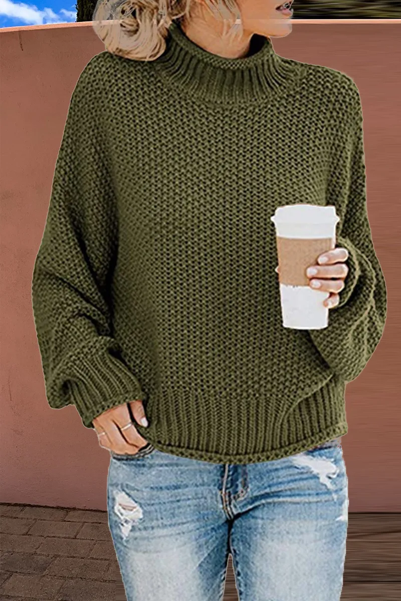 Casual Solid Patchwork Half A Turtleneck Sweaters(9 Colors)