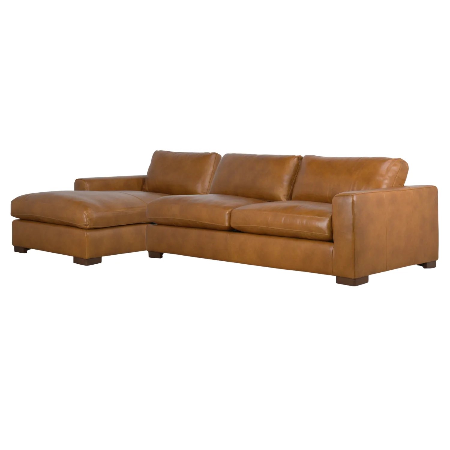 Charlestown 124" Camel Leather Chaise Sectional