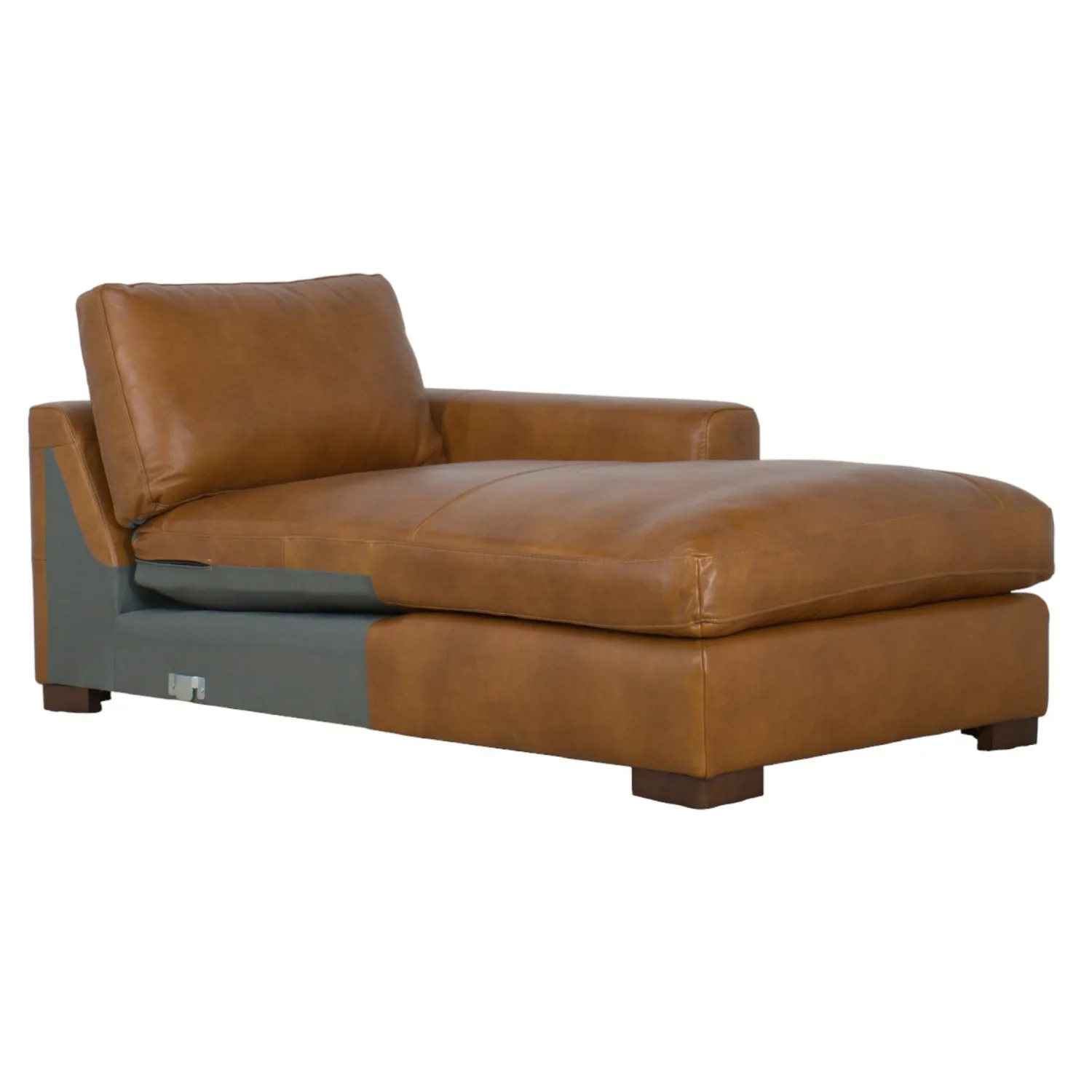 Charlestown 124" Camel Leather Chaise Sectional