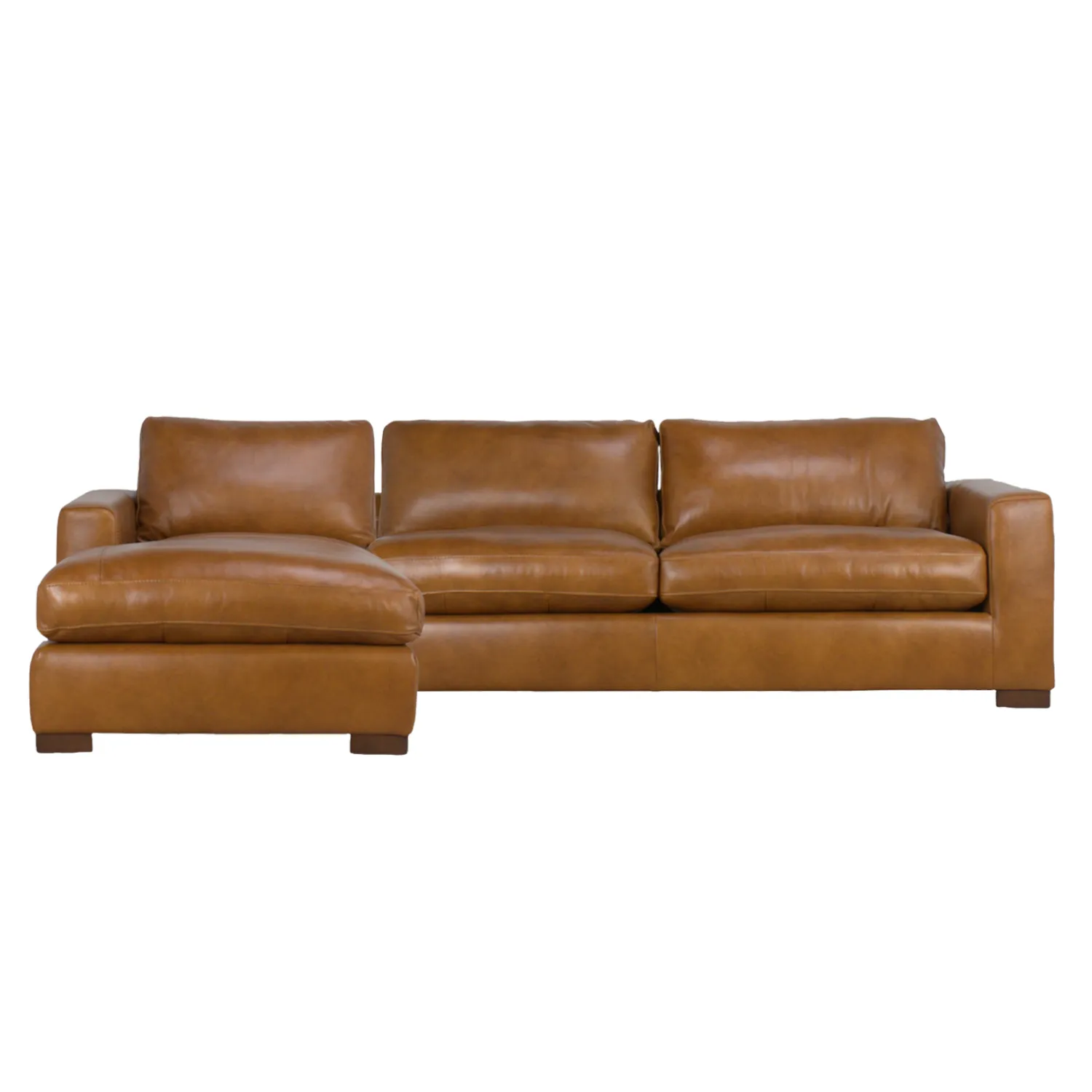 Charlestown 124" Camel Leather Chaise Sectional