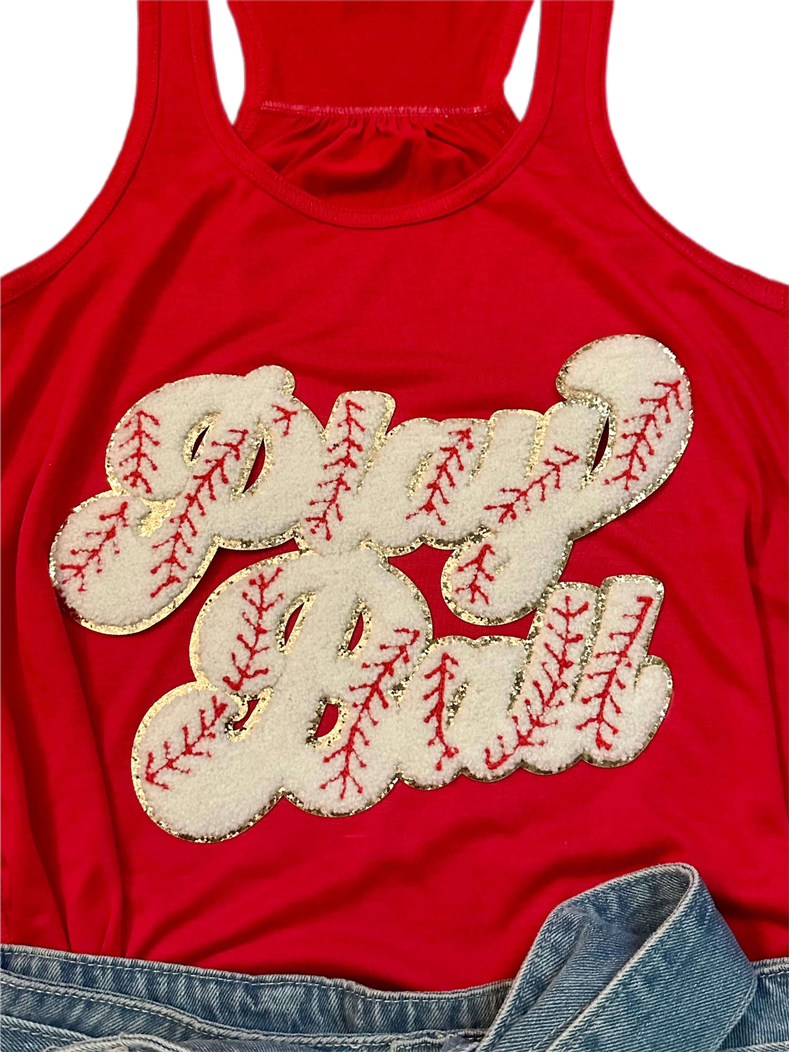 Chenille Baseball Play Ball Tanks & Tees