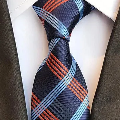 Classy Men Elegant Orange Checkered Silk Tie