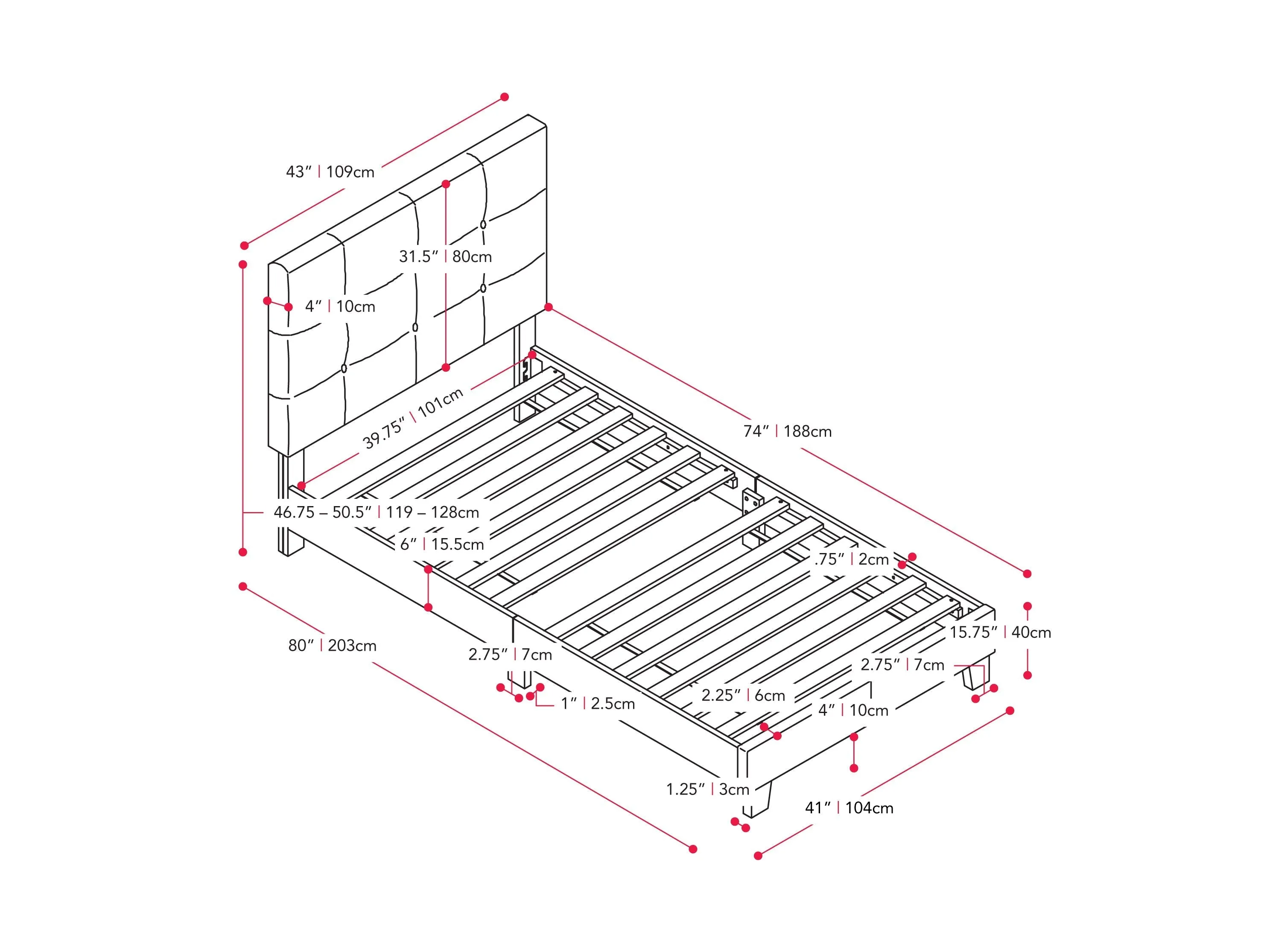 Clay Twin / Single Panel Bed