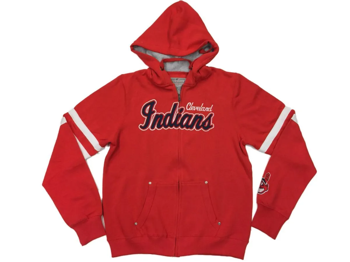 Cleveland Indians SAAG WOMEN Red Full Zip Long Sleeve Hooded Jacket