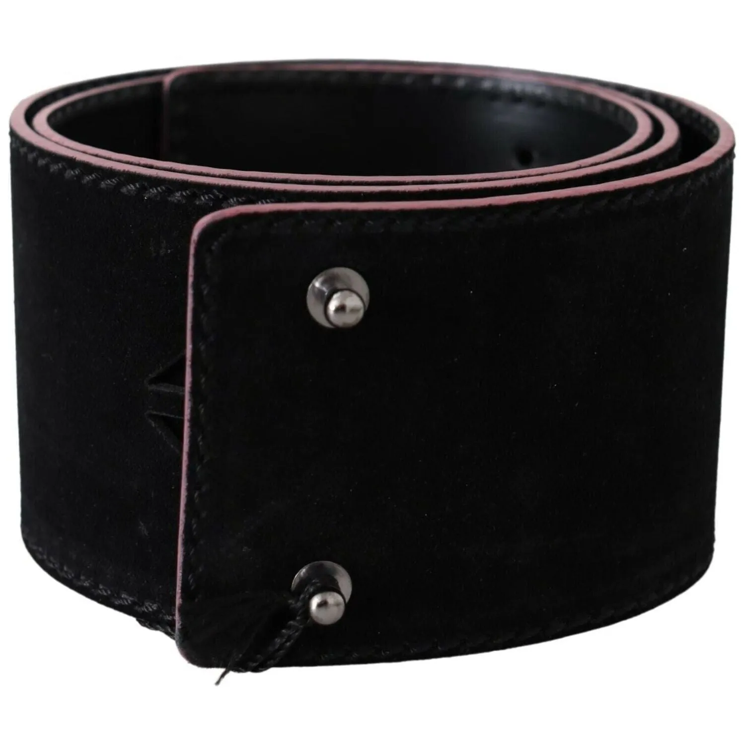 Costume National Elegant Wide Leather Fashion Belt with Metal Accents