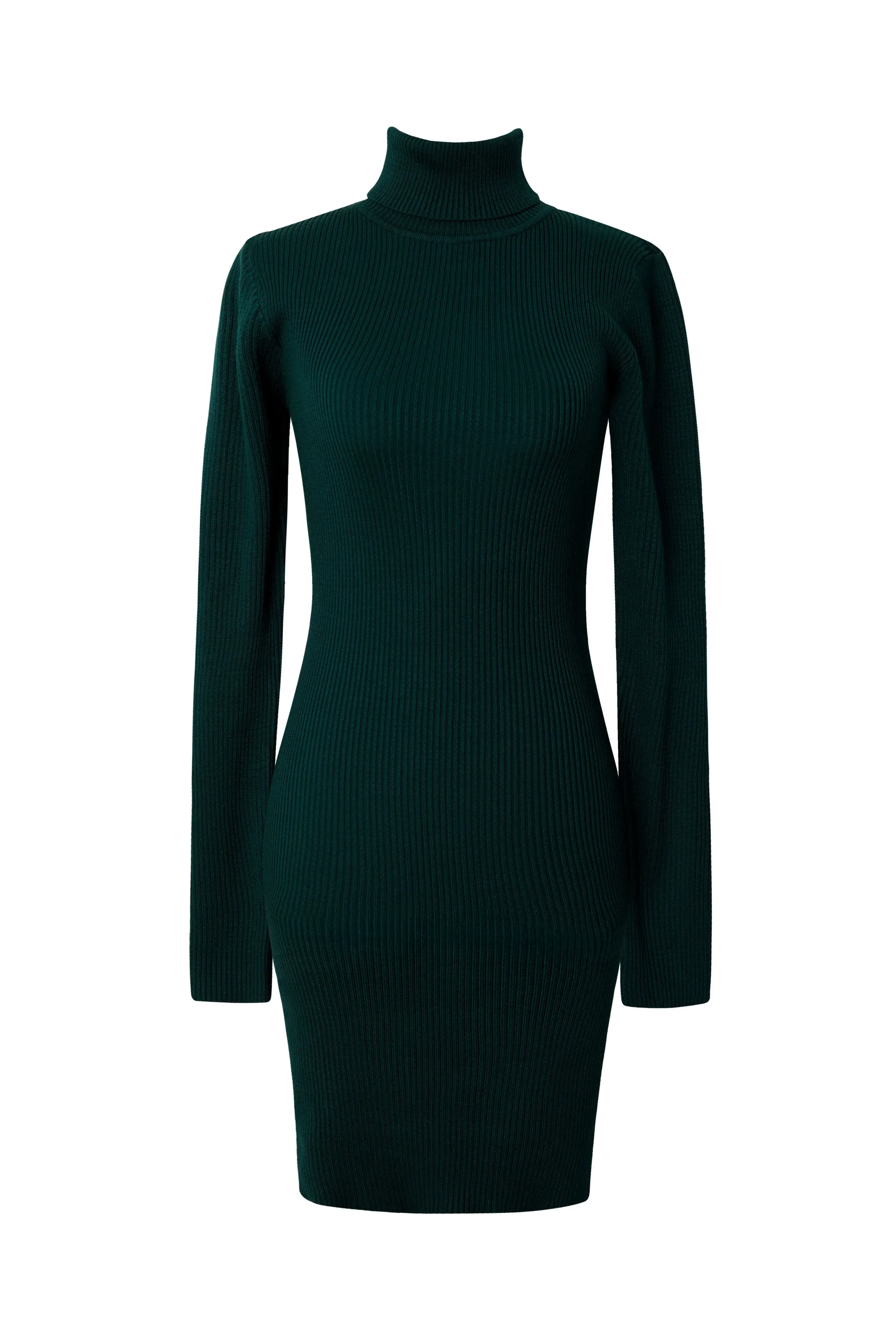 Delilah Dark Green Turtleneck Mini Dress