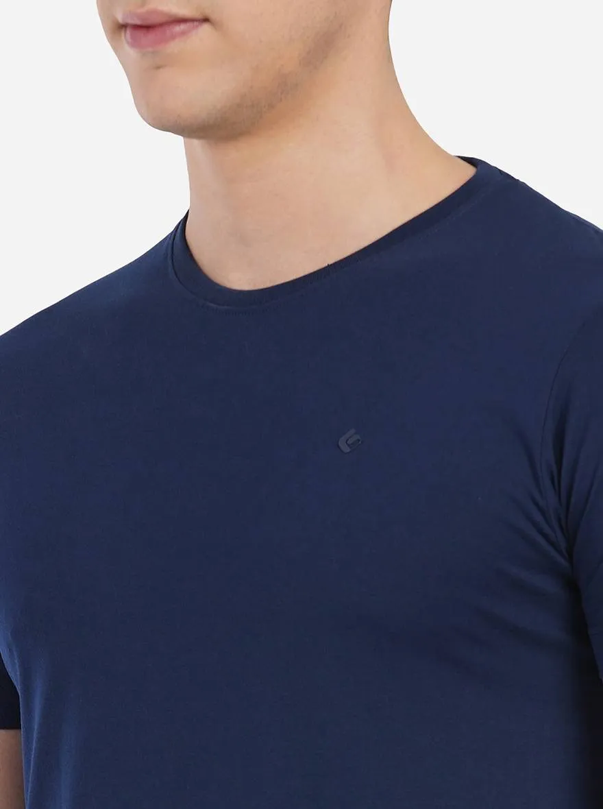 Dress Blue Solid Slim Fit T-Shirt | Greenfibre