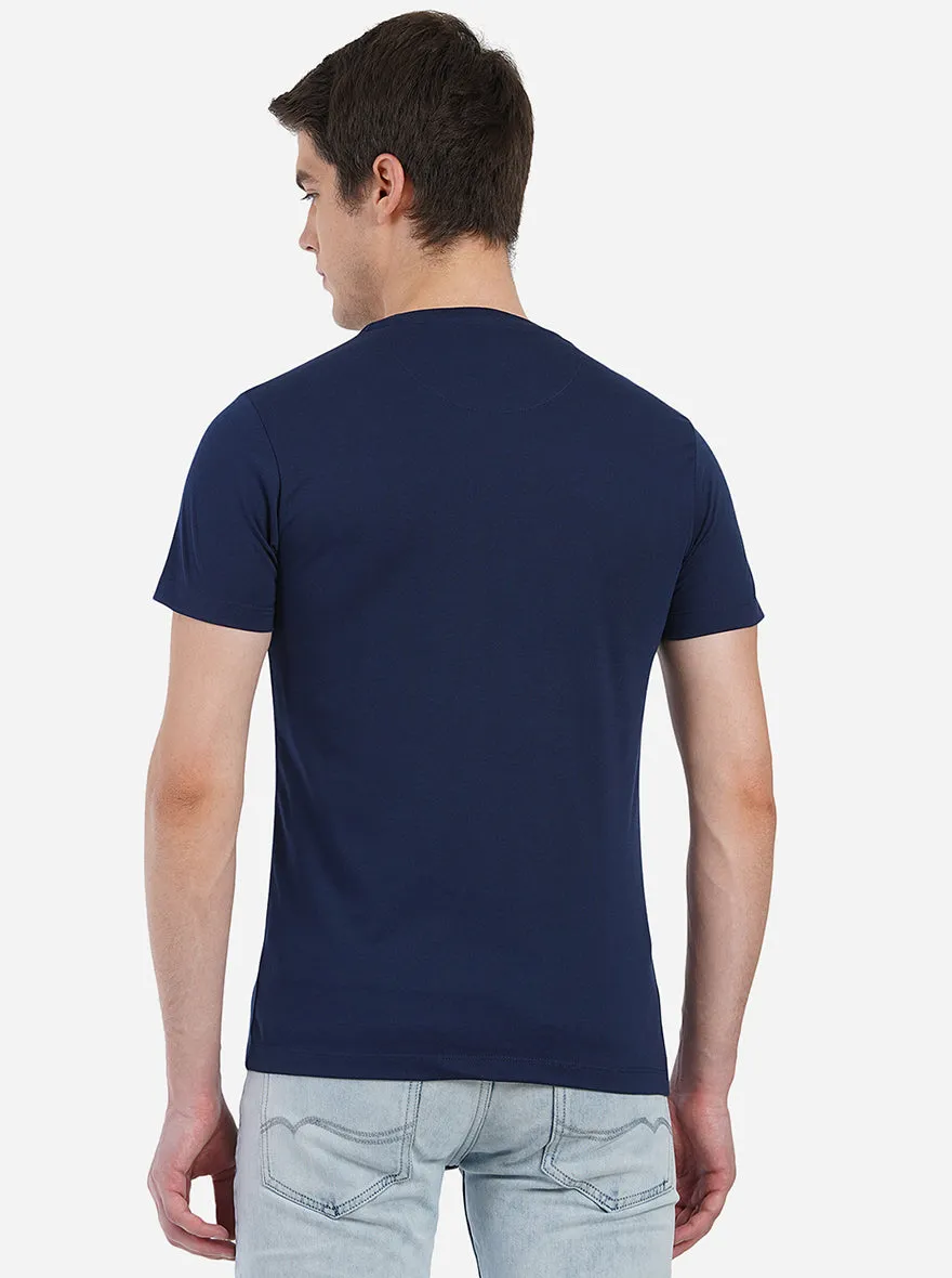 Dress Blue Solid Slim Fit T-Shirt | Greenfibre