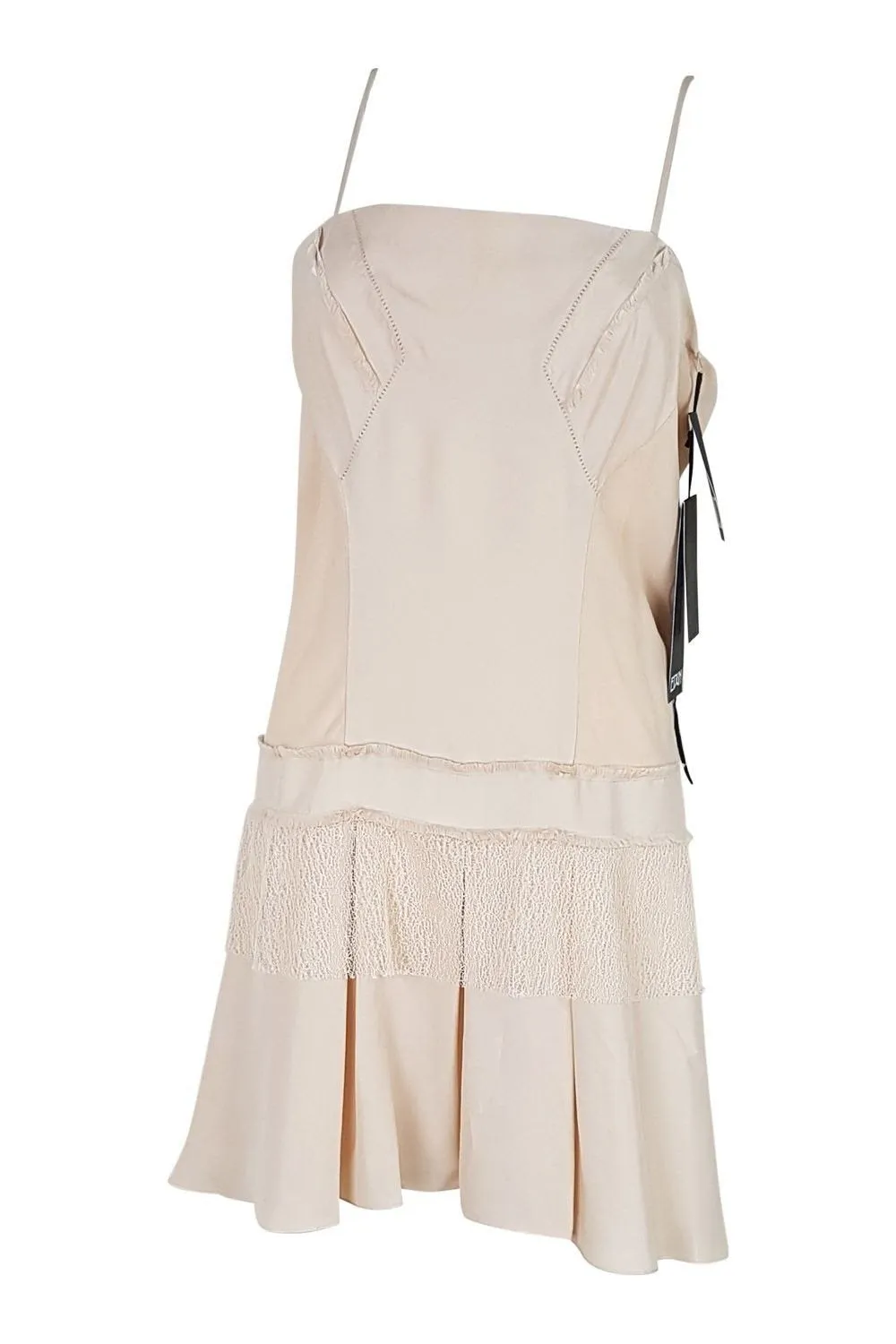 EDUN Blush Pink Silk Lace Trim Camisole Mini Dress (M)