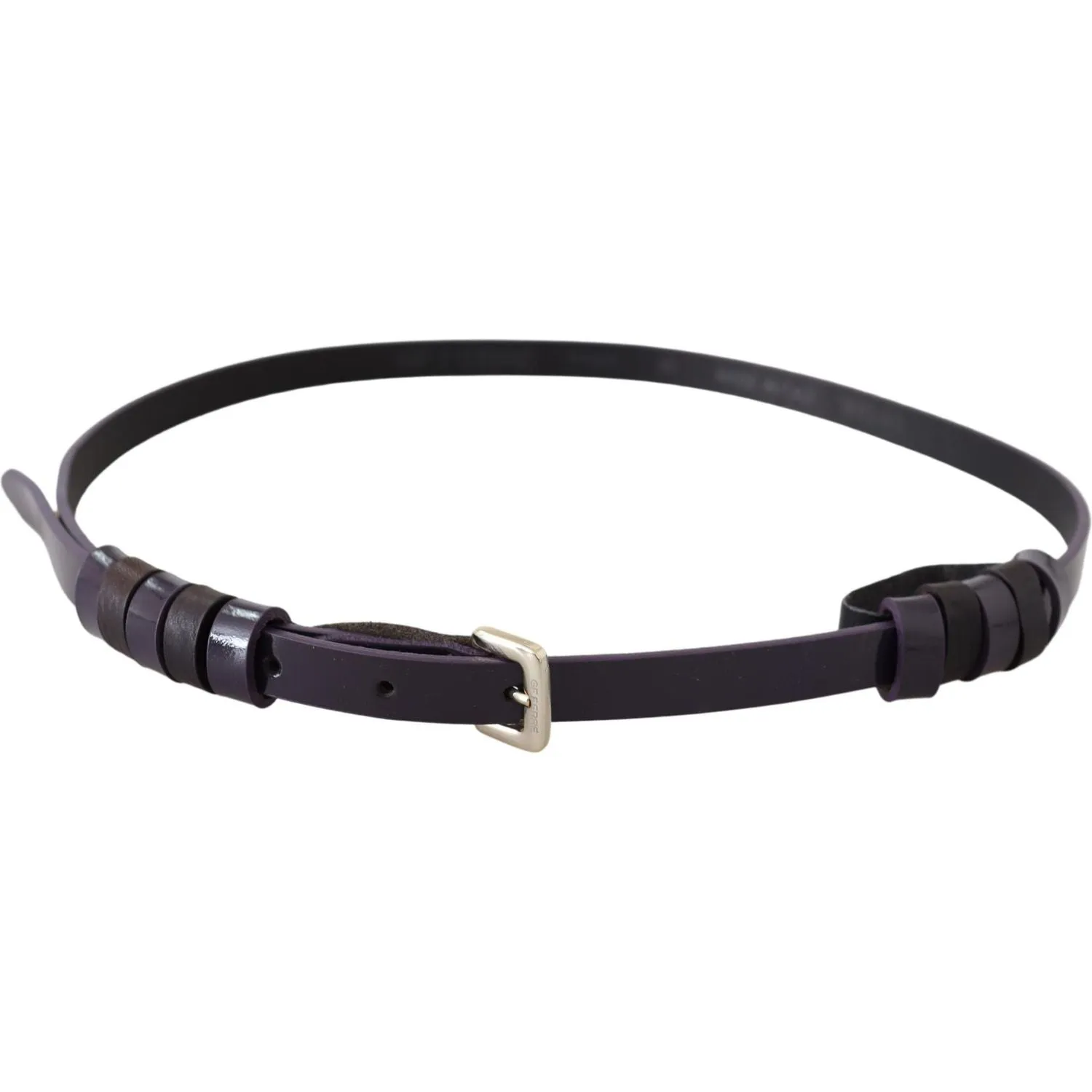 GF Ferre Chic Black Leather Belt with Chrome Silver Tone Buckle