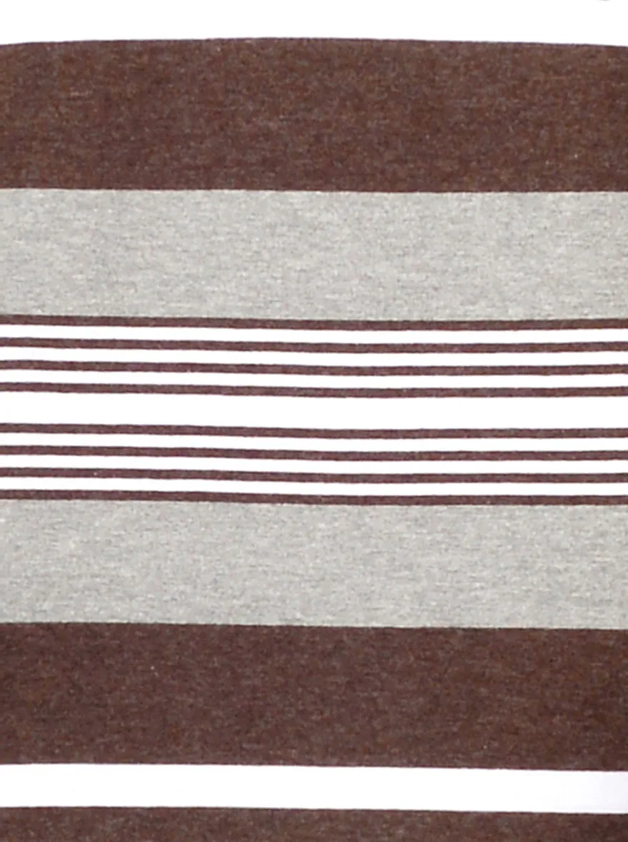 Grey & Brown Striped Slim Fit Polo T-shirt | Greenfibre