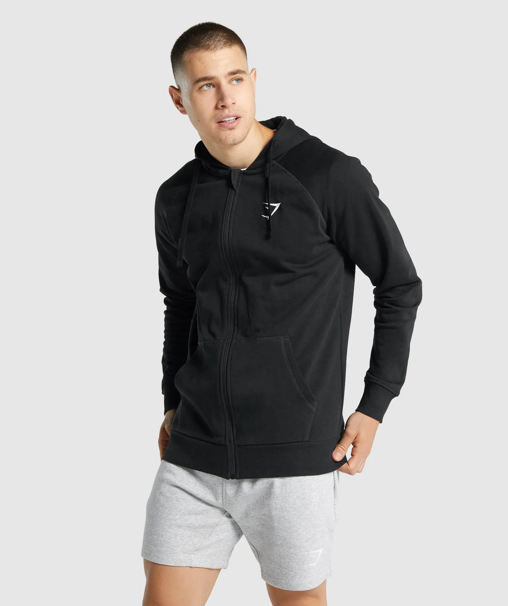 Gymshark Crest Zip Up Hoodie - Black