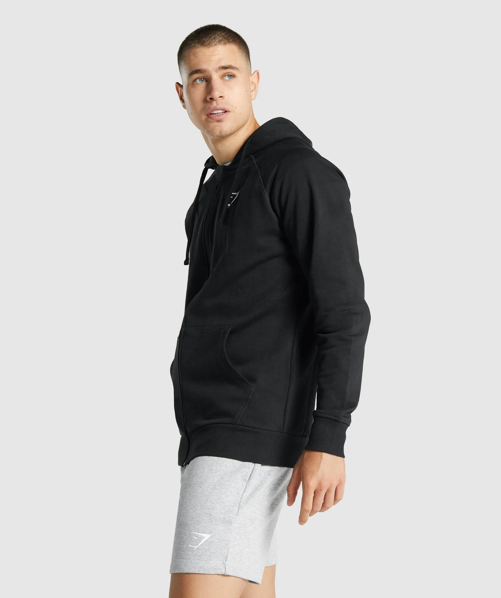 Gymshark Crest Zip Up Hoodie - Black