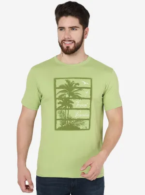 Herbal Green Printed Slim Fit T-Shirt | Greenfibre