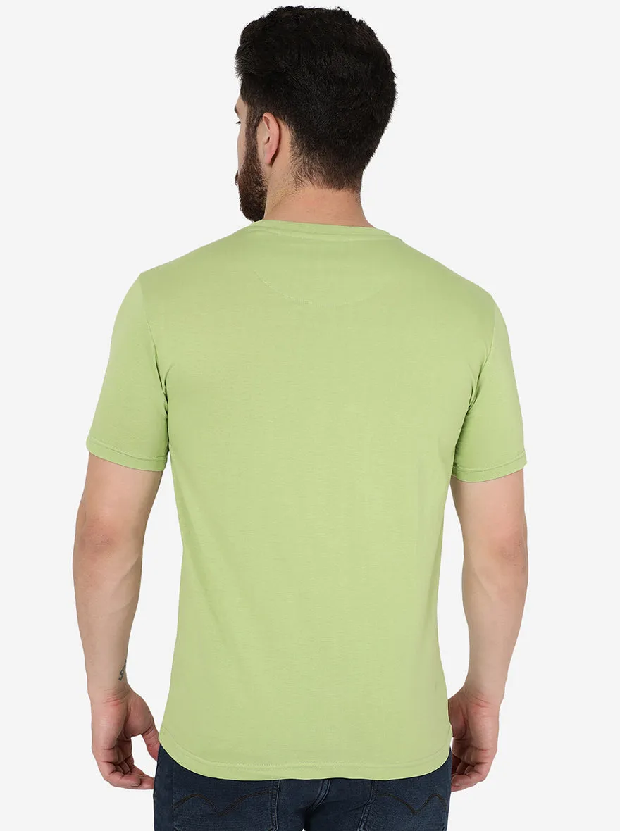 Herbal Green Printed Slim Fit T-Shirt | Greenfibre