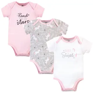 Hudson Baby Cotton Bodysuits, Whimsical Unicorn 3-Pack