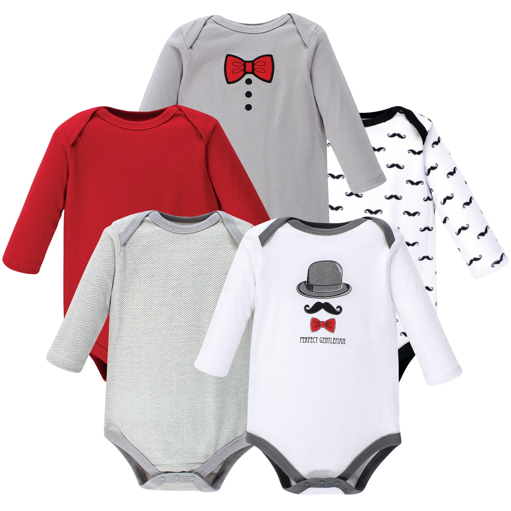 Hudson Baby Cotton Long-Sleeve Bodysuits, Gentlemen