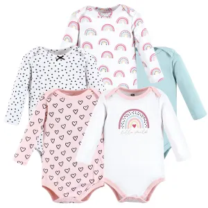 Hudson Baby Cotton Long-Sleeve Bodysuits, Modern Rainbow 5-Pack