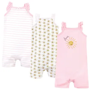 Hudson Baby Cotton Rompers, Smile Sunshine