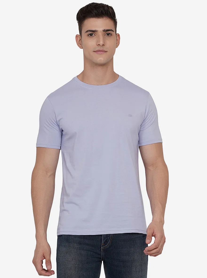 Ice Blue Solid Slim Fit T-Shirt | JadeBlue