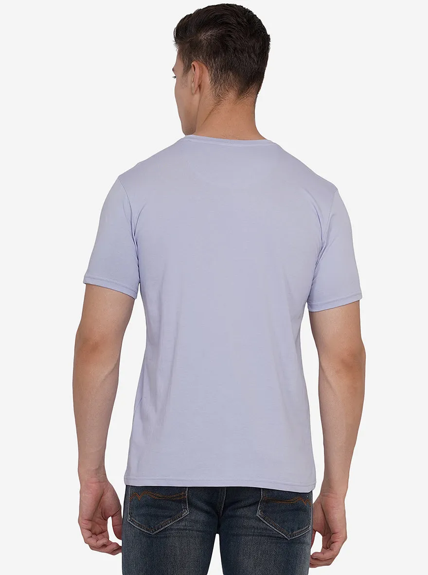 Ice Blue Solid Slim Fit T-Shirt | JadeBlue