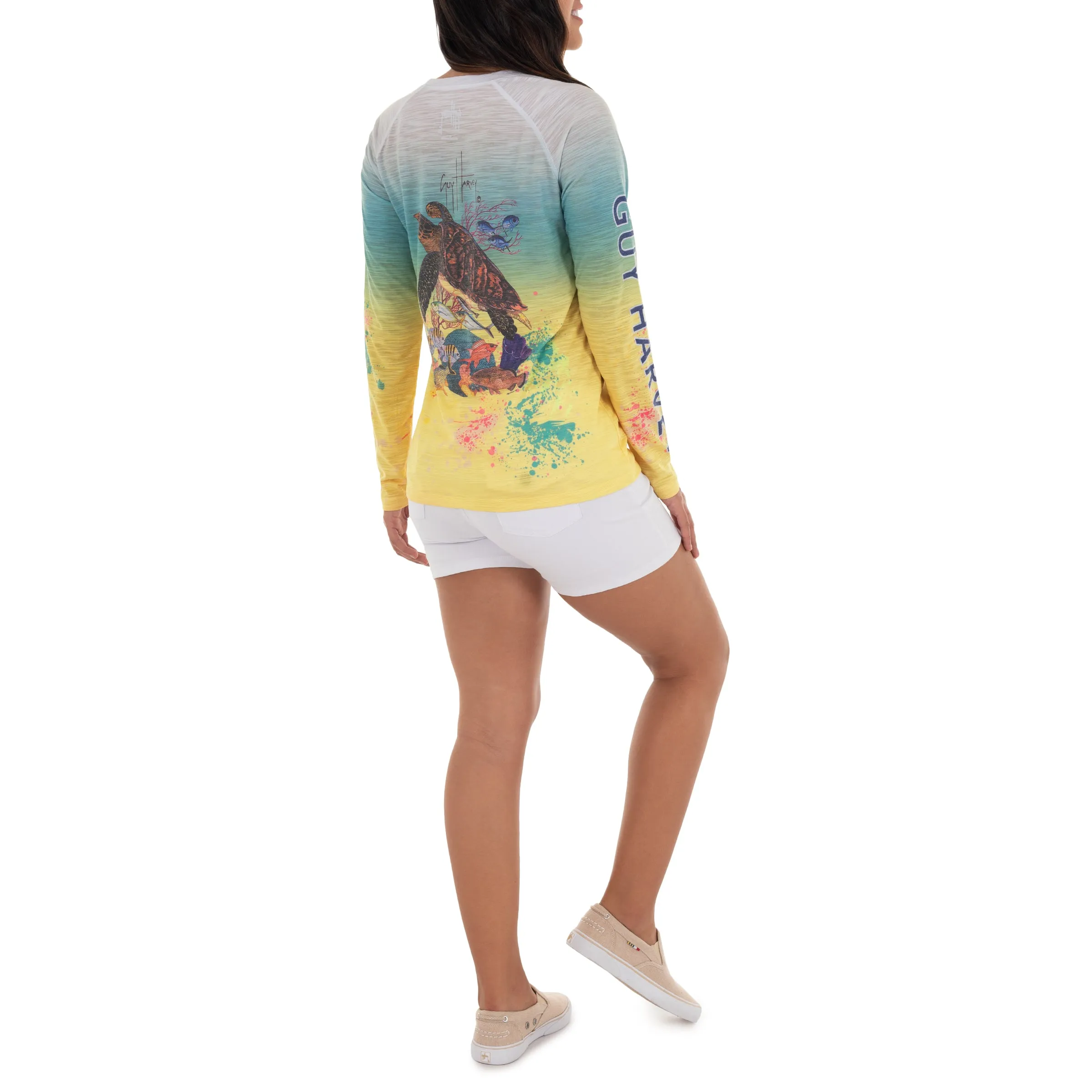 Ladies Hawksbill Reef Long Sleeve Yellow Slub Raglan Tee