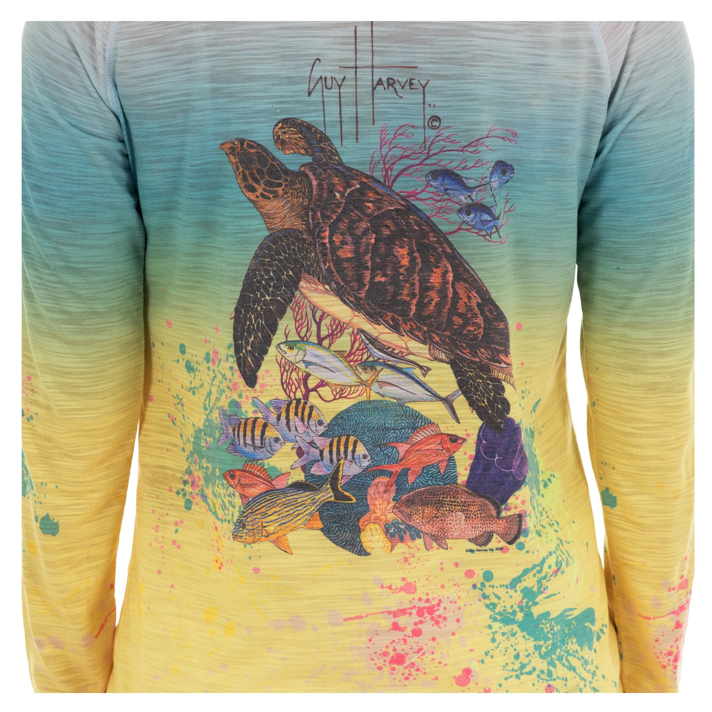 Ladies Hawksbill Reef Long Sleeve Yellow Slub Raglan Tee