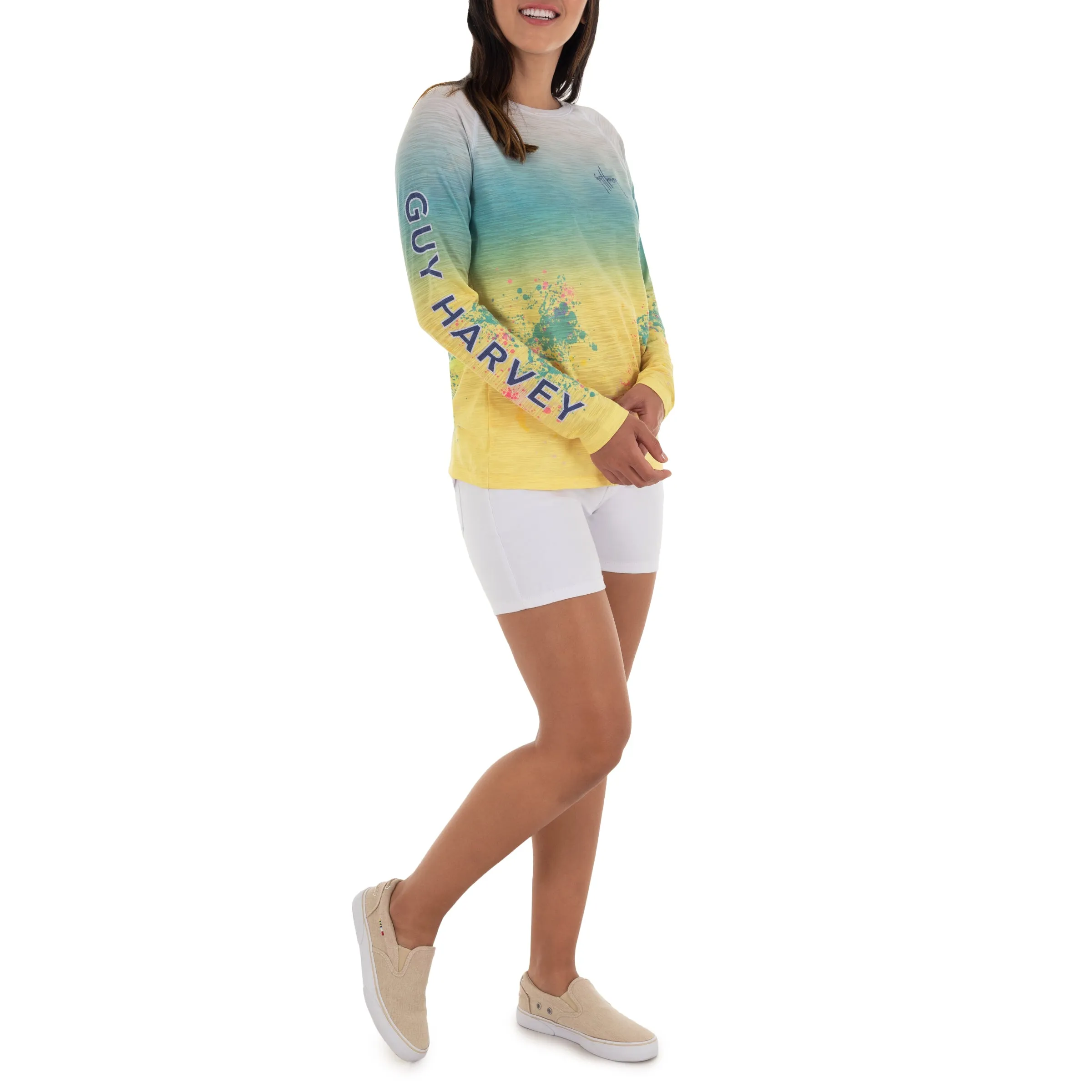 Ladies Hawksbill Reef Long Sleeve Yellow Slub Raglan Tee