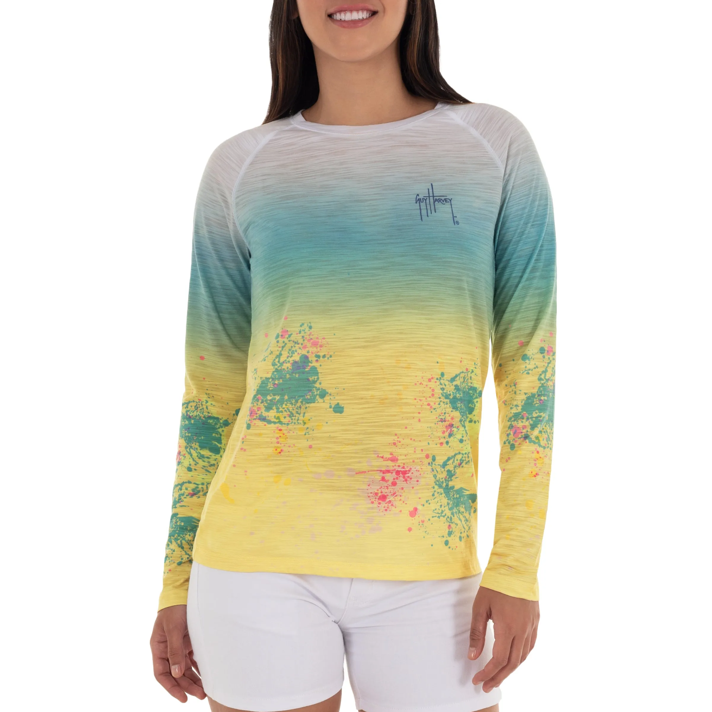 Ladies Hawksbill Reef Long Sleeve Yellow Slub Raglan Tee