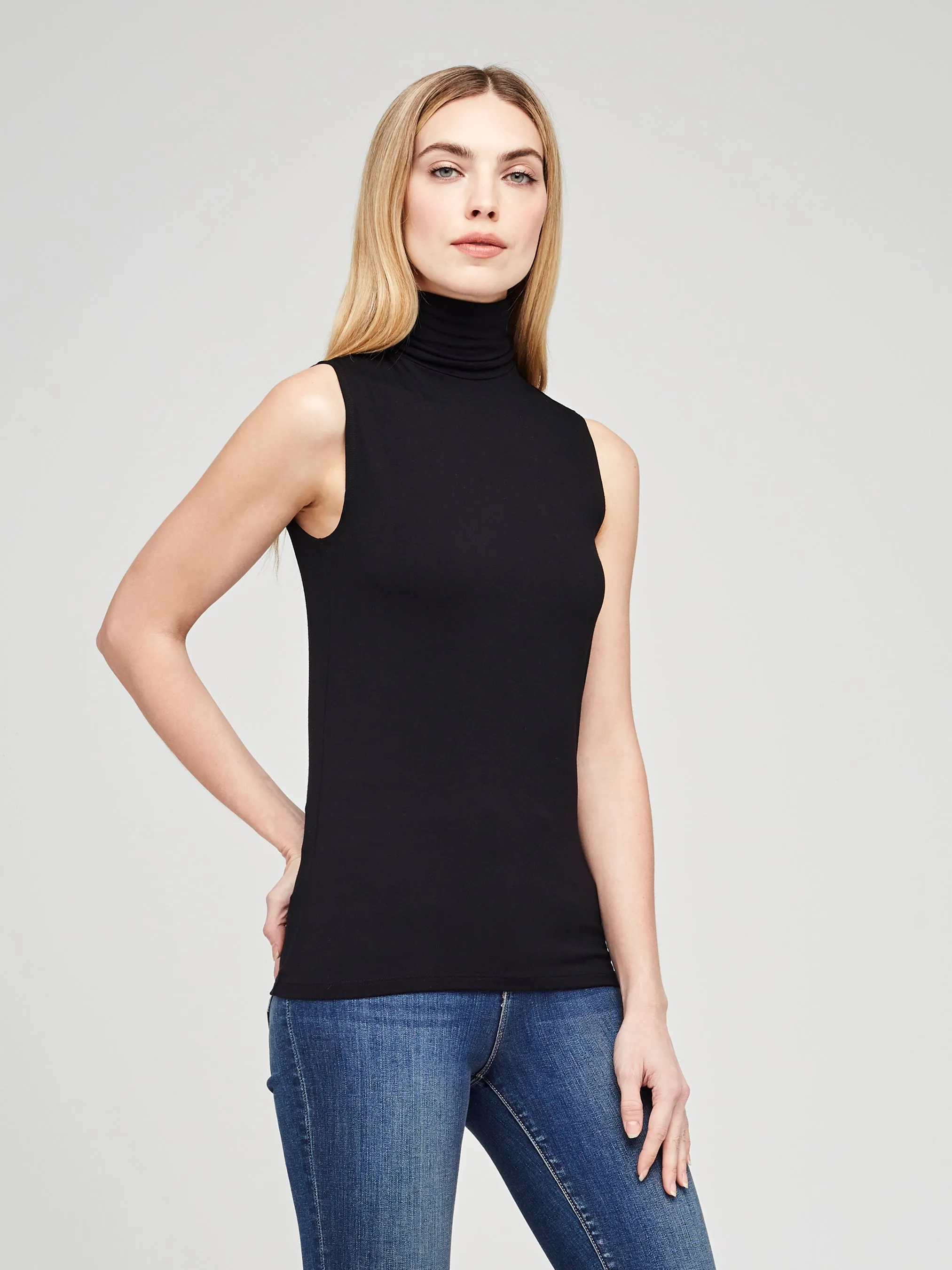 L'Agence Ceci Sleeveless Turtle Neck Top