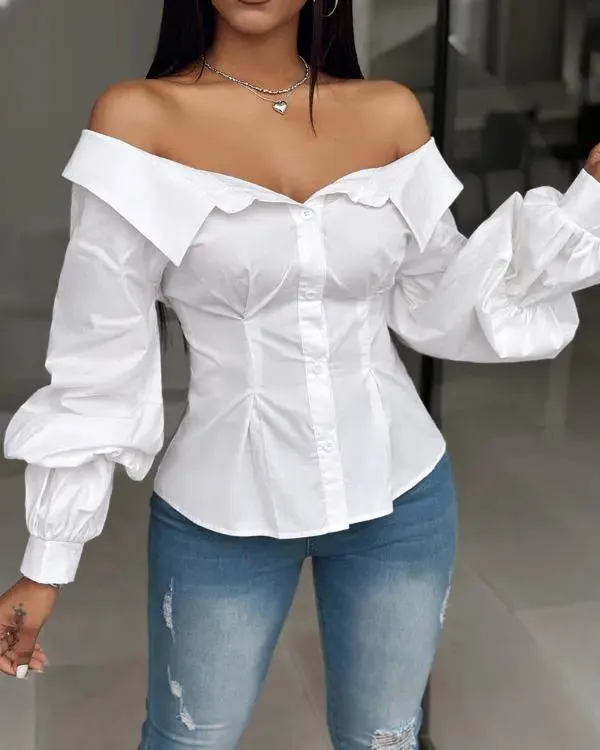 Lantern Sleeves Off Shoulder Top