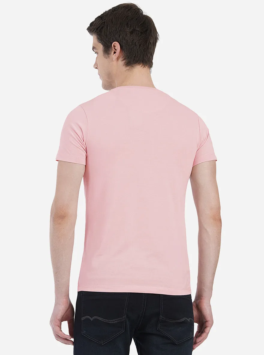 Light Pink Solid Slim Fit T-Shirt | Greenfibre