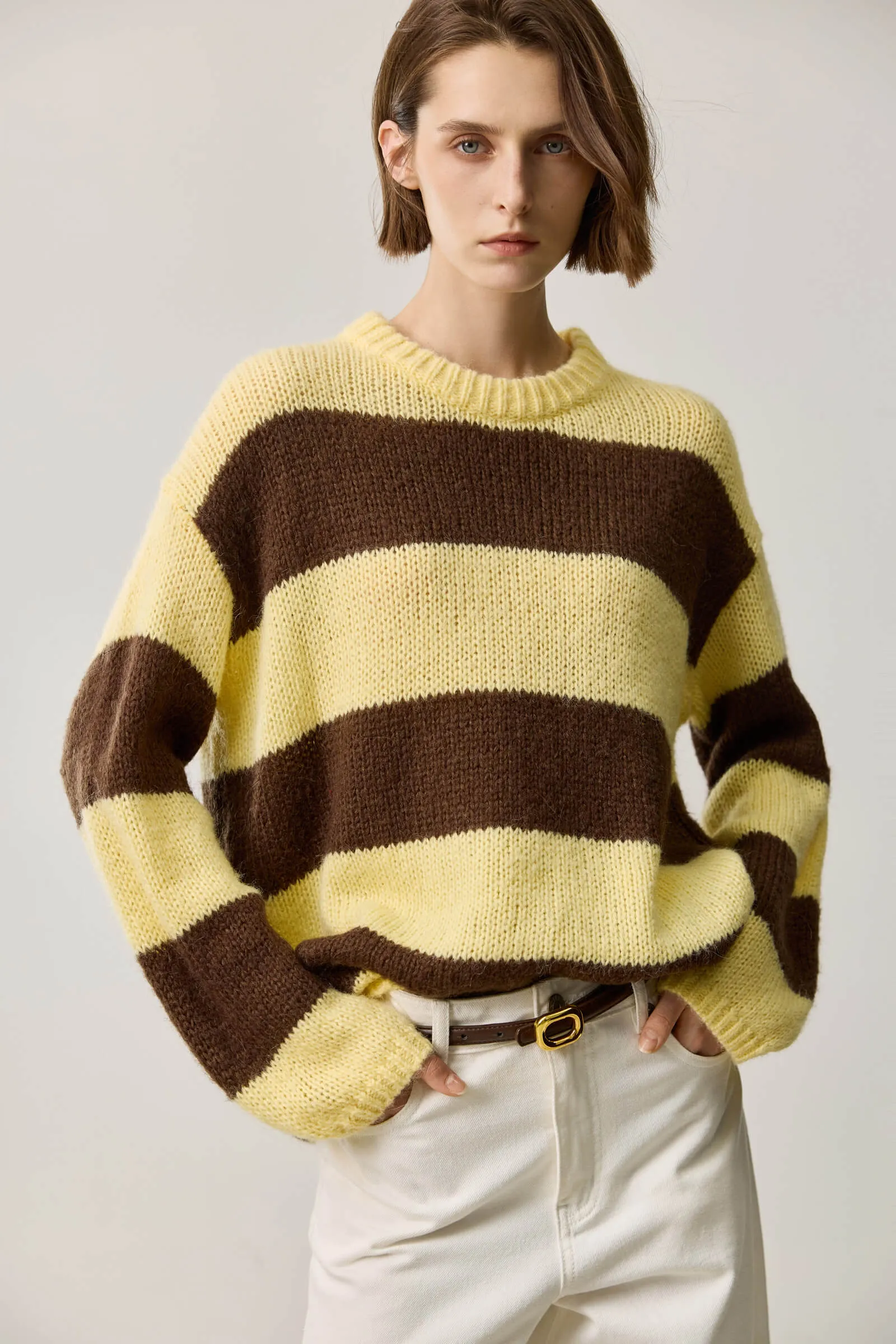 LILY Wool-Blend Mohair Colorblock Sweater