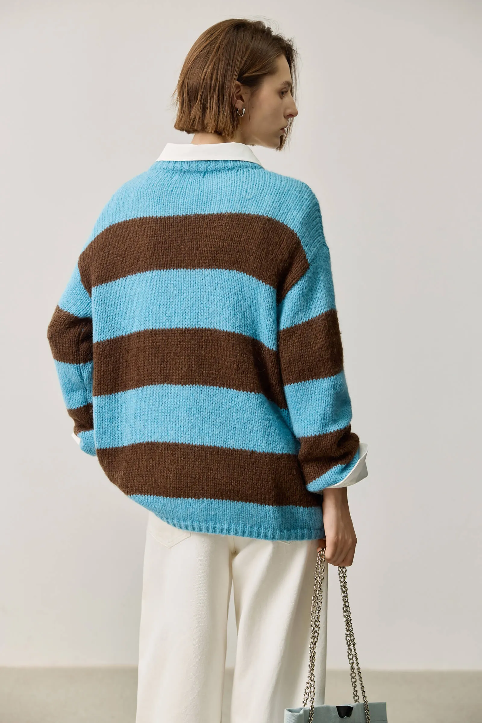 LILY Wool-Blend Mohair Colorblock Sweater