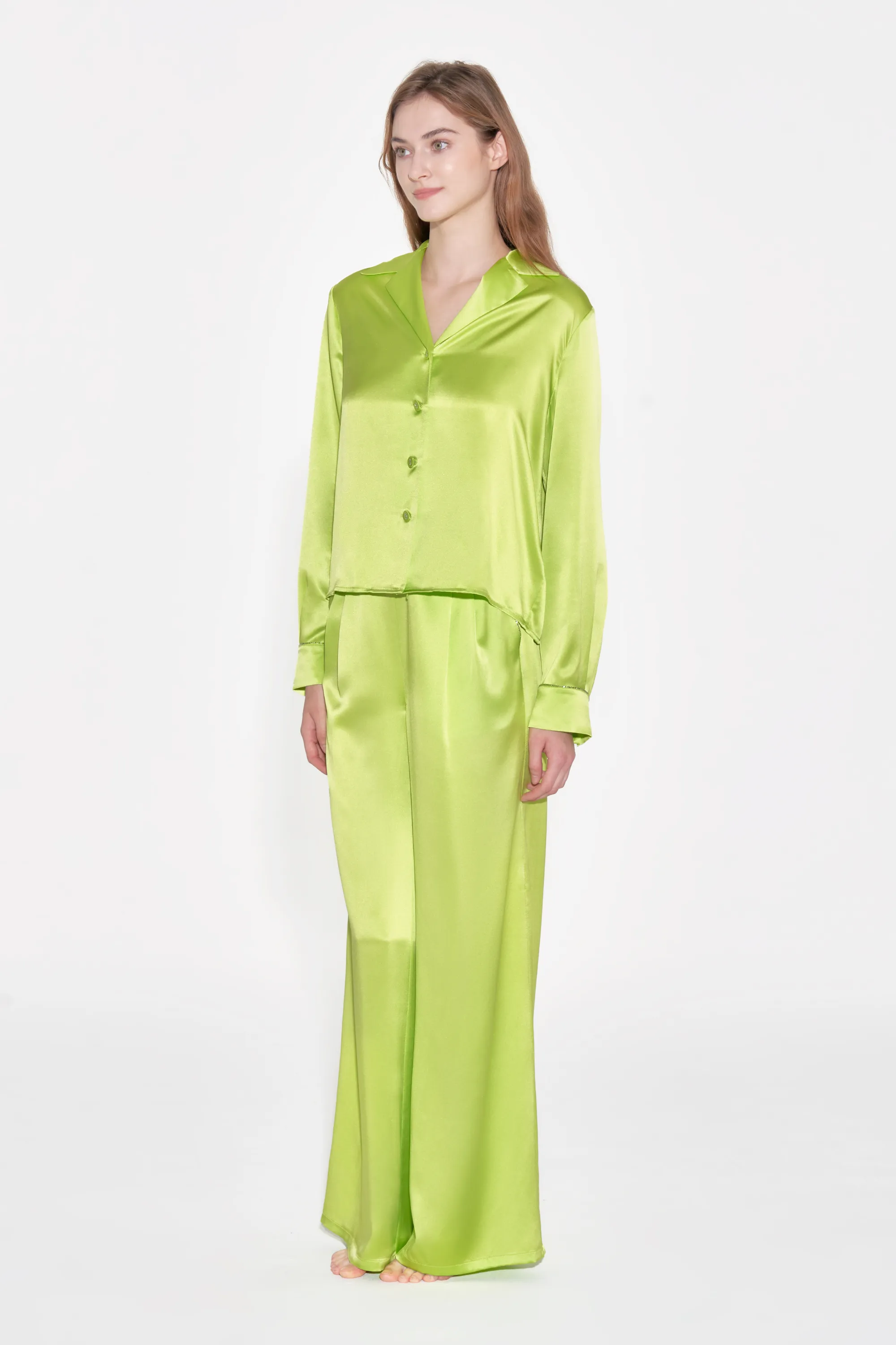 Lime Green Classic Silk Pyjama Trousers