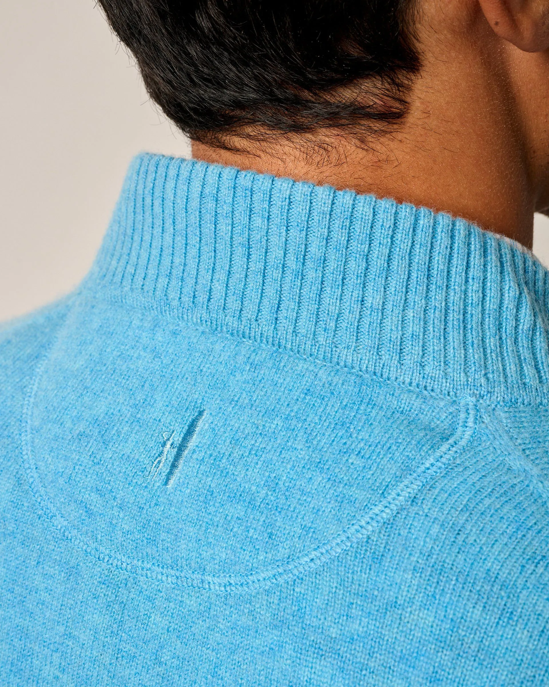 Mayfair Cashmere Quarter Zip Sweater in Iceland Blue by Johnnie-O