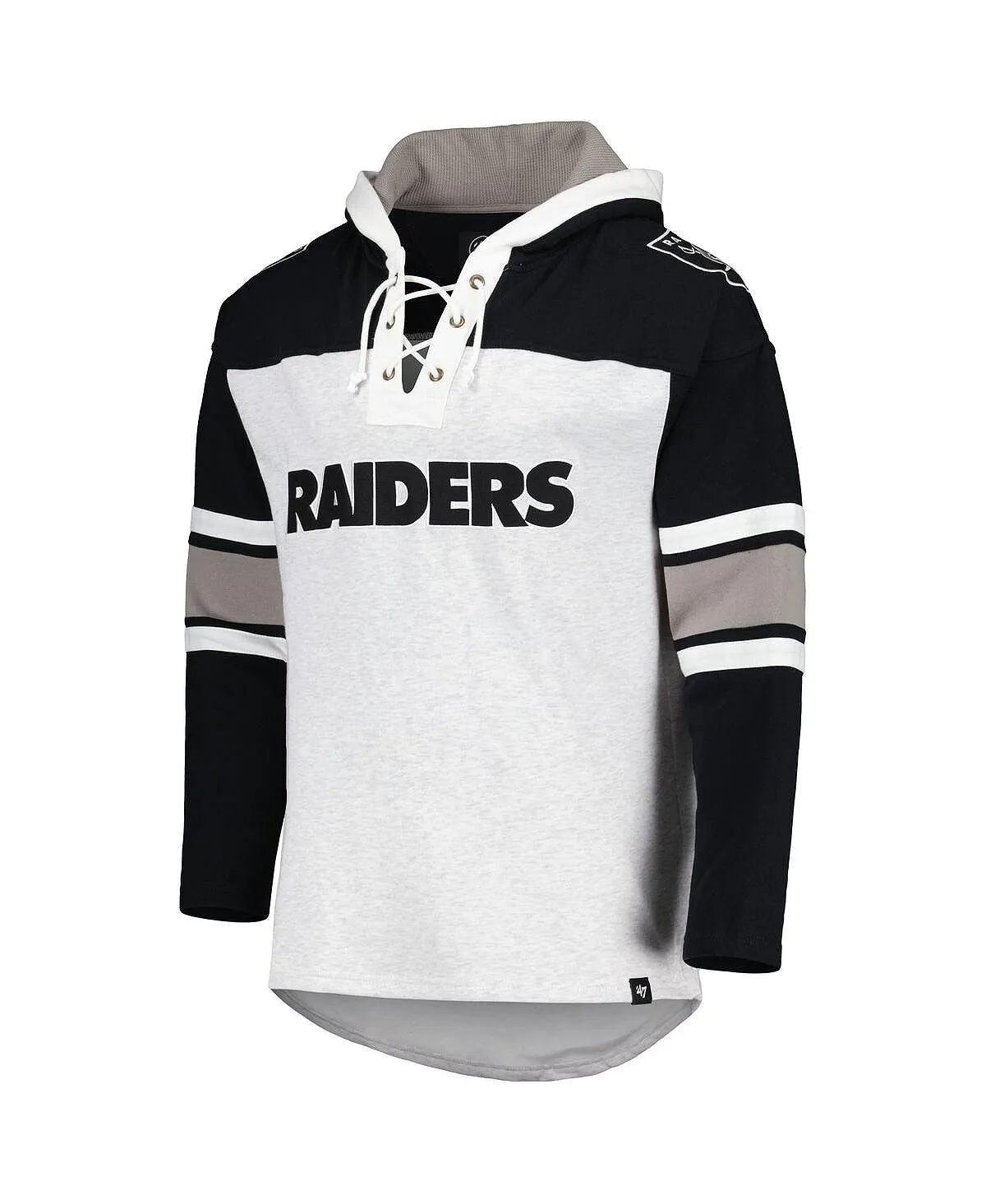 Men's Lace-up Hoodie las vegas raiders heather gray gridiron lace-up '47 Brand grey