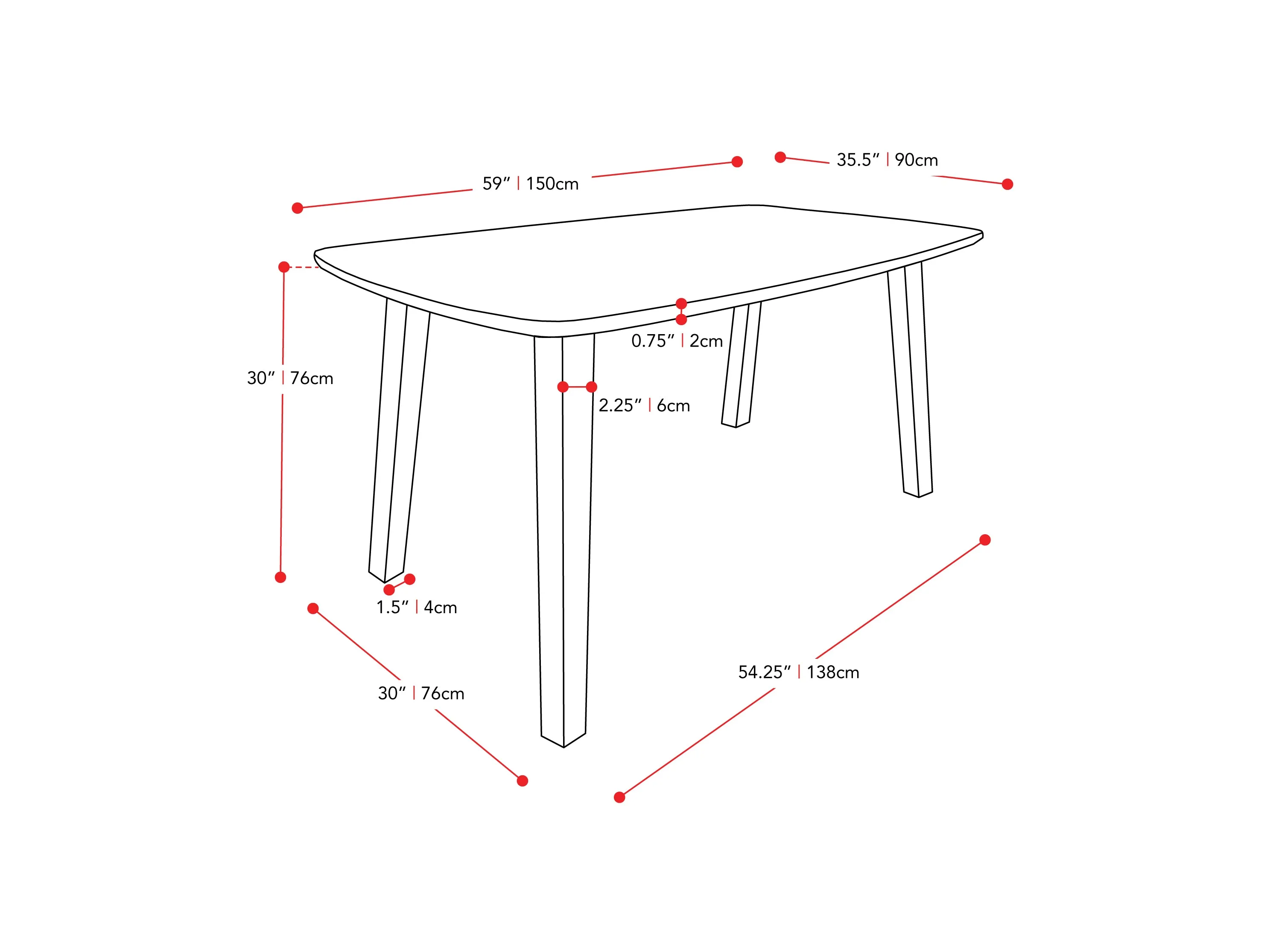 Mid Century Modern Dining Set, 5pc