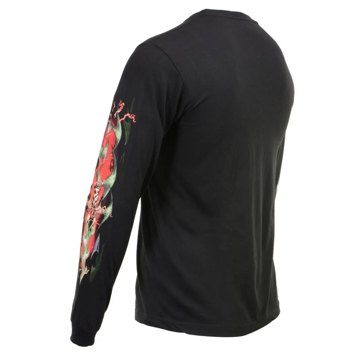 Milwaukee Leather MPMH117005 Men’s ‘Electric Skull’ Long Sleeve Black T-Shirt