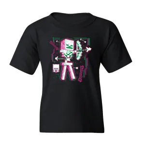 Minecraft Acid Sketch Skeleton Kids Short Sleeve T-Shirt