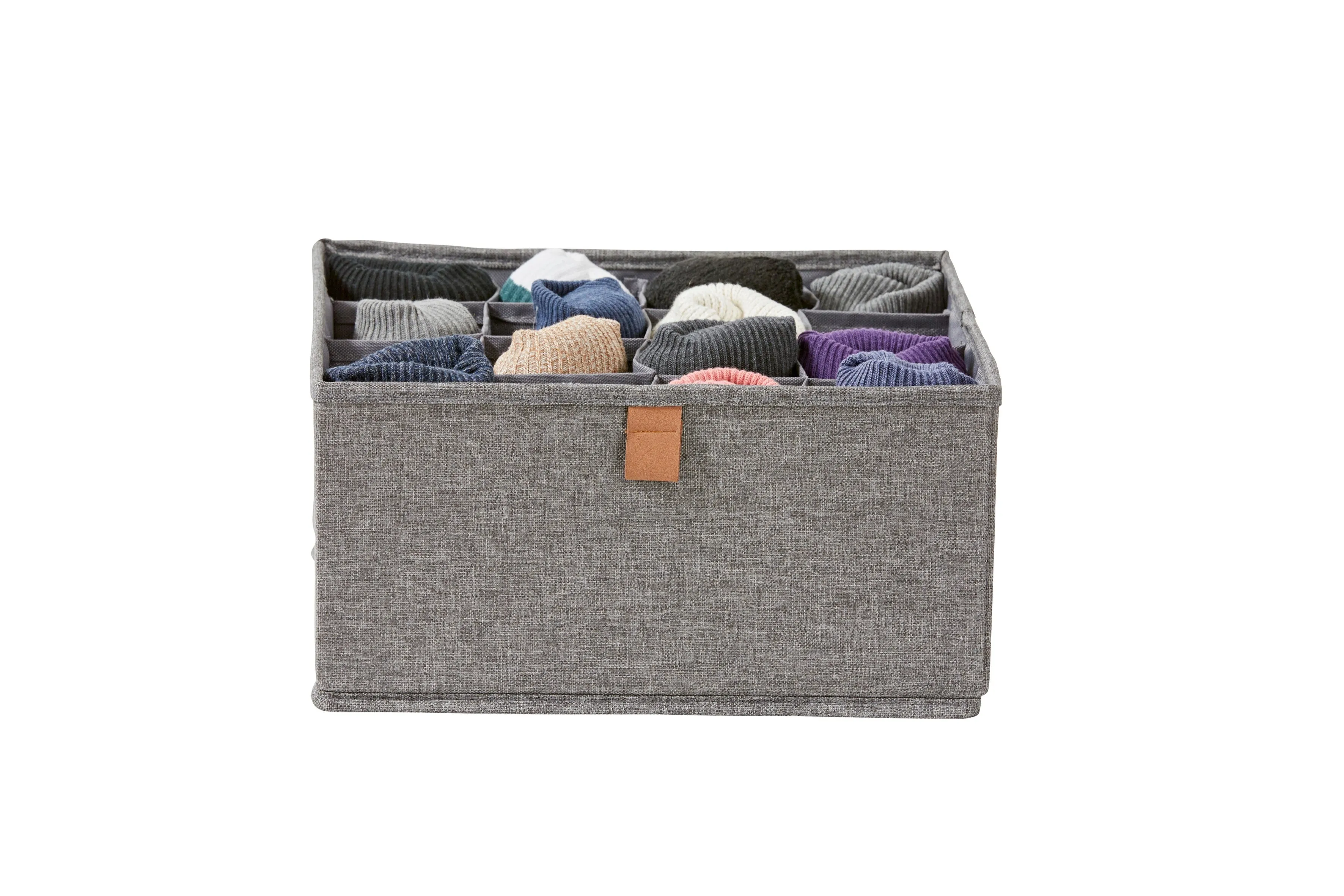 Premium Fabric Wardrobe Organiser - Set of 2 With 16 Compartments - Grey