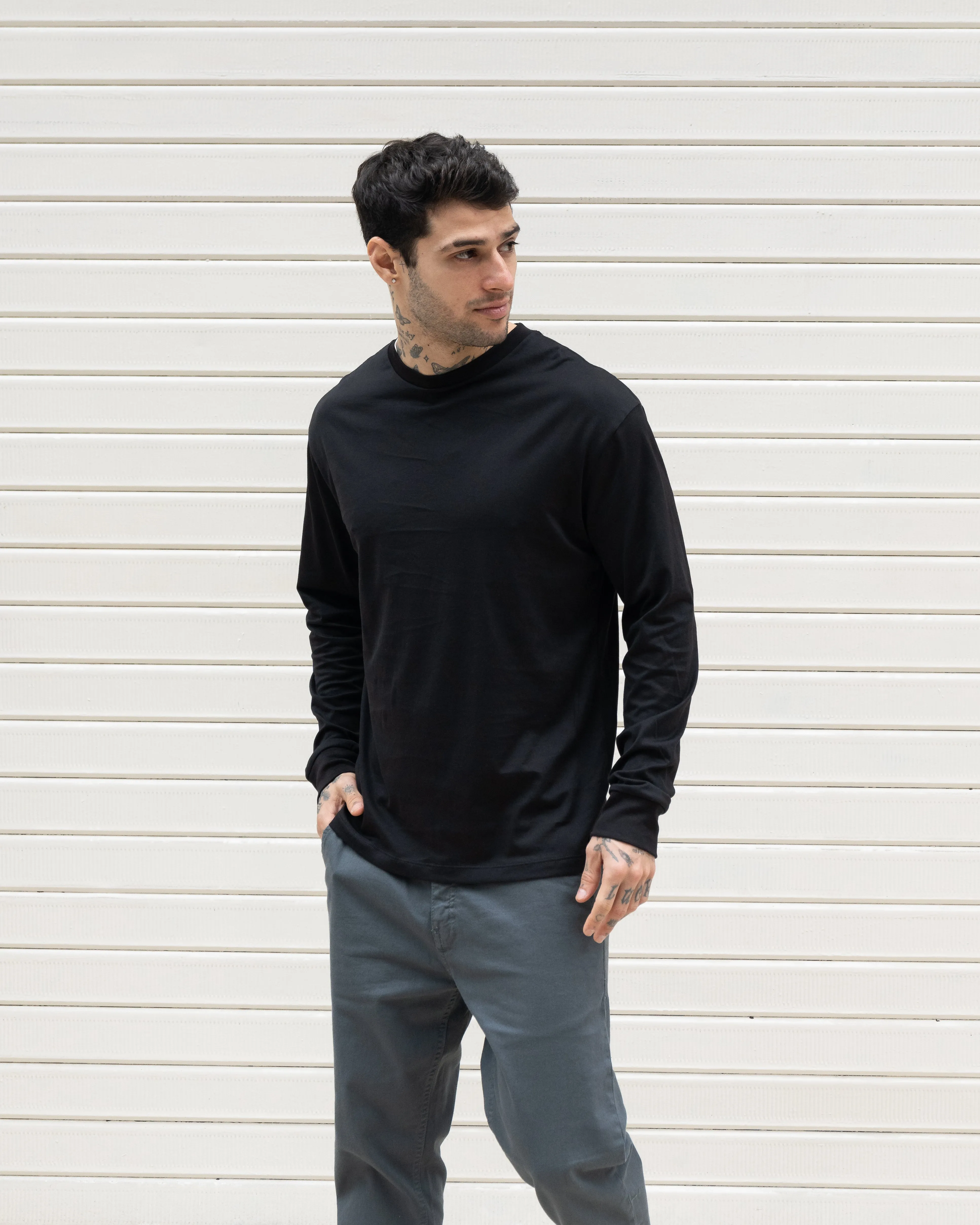 Premium Pima Long Sleeve Tee - Jet Black