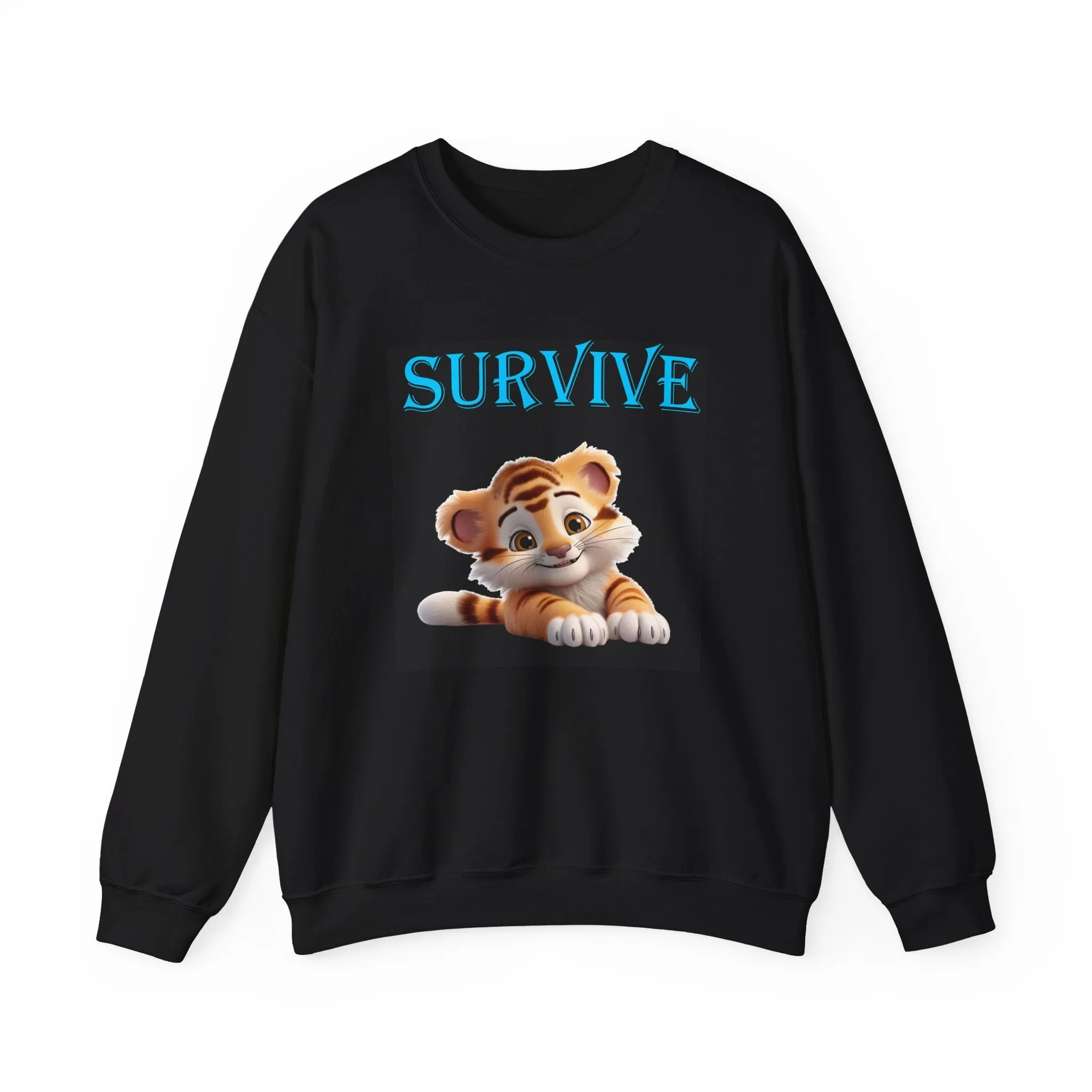 Princess Grace  Survive Tiger Unisex Crewneck Sweatshirt  Cute Animal Design for Comfort & Style