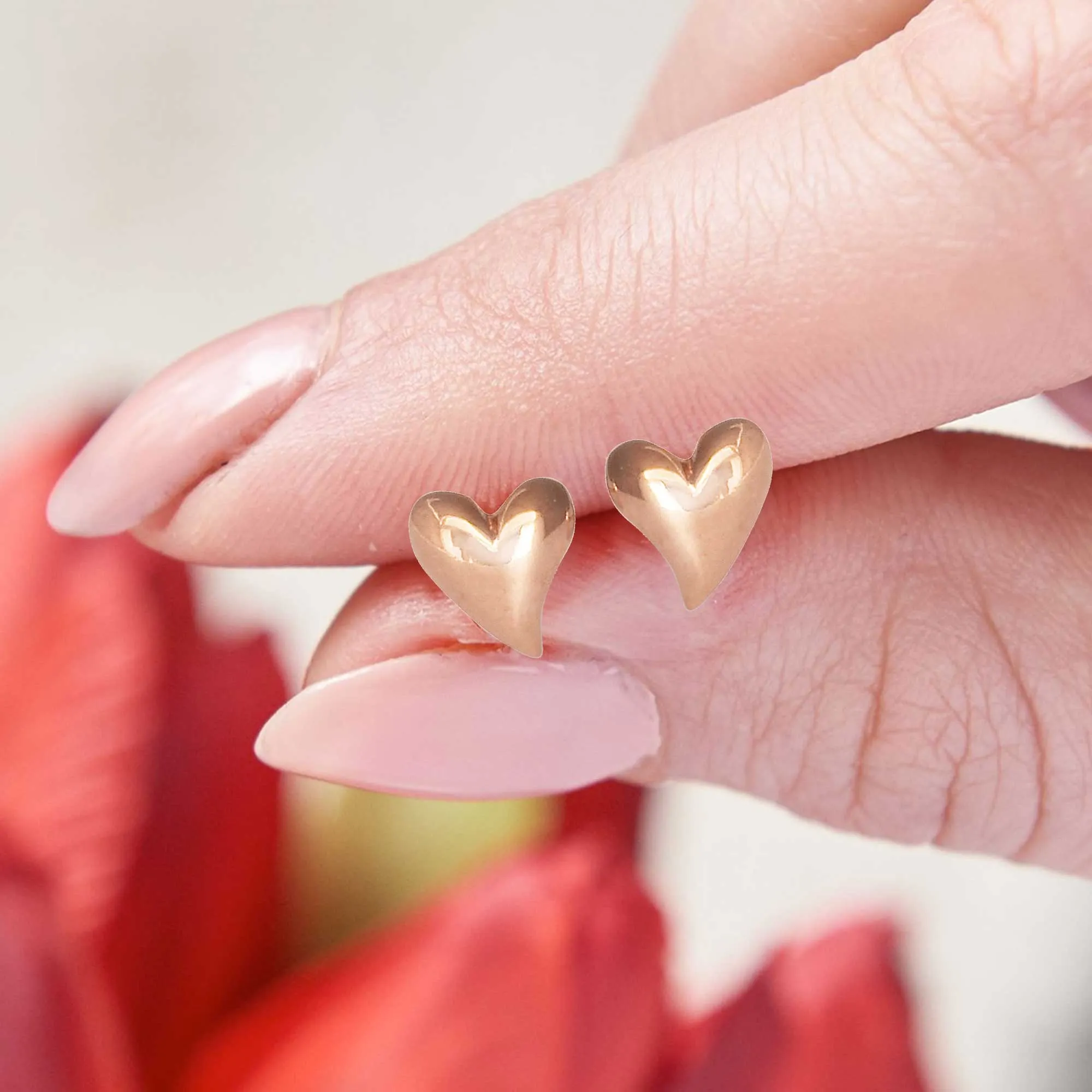 Simply Heart Solid Rose Gold Stud Earrings